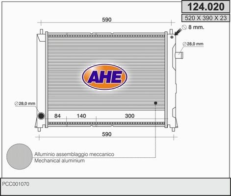 AHE 124.020 - Radiatore, Raffreddamento motore www.autoricambit.com