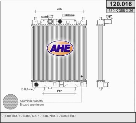 AHE 120.016 - Radiatore, Raffreddamento motore www.autoricambit.com