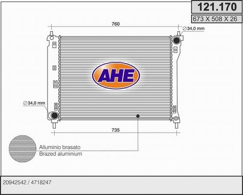 AHE 121.170 - Radiatore, Raffreddamento motore www.autoricambit.com