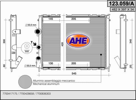 AHE 123.059/A - Radiatore, Raffreddamento motore www.autoricambit.com