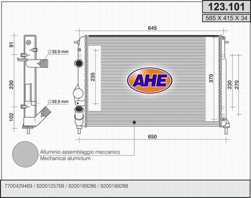 AHE 123.101 - Radiatore, Raffreddamento motore www.autoricambit.com
