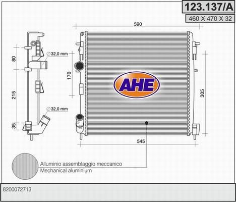 AHE 123.137/A - Radiatore, Raffreddamento motore www.autoricambit.com