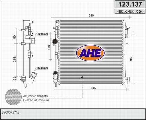 AHE 123.137 - Radiatore, Raffreddamento motore www.autoricambit.com