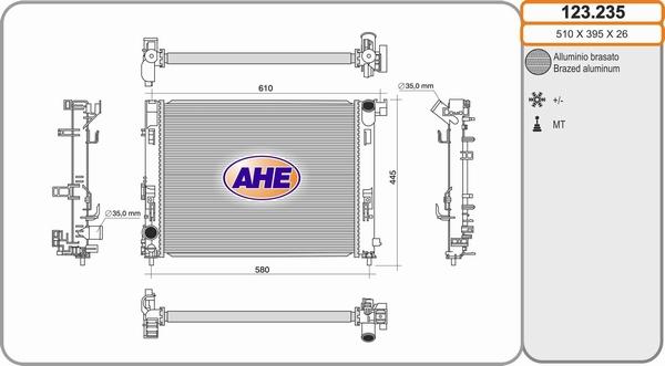 AHE 123235 - Radiatore, Raffreddamento motore www.autoricambit.com