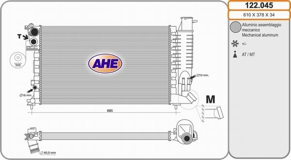 AHE 122.045 - Radiatore, Raffreddamento motore www.autoricambit.com