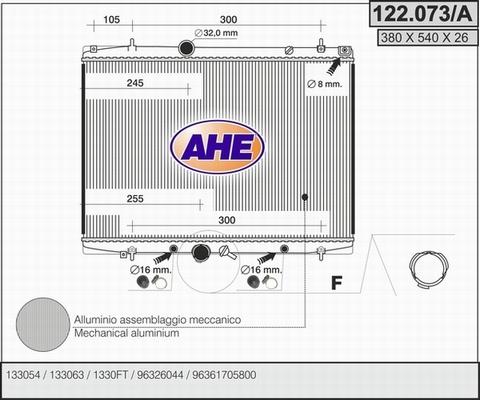 AHE 122.073/A - Radiatore, Raffreddamento motore www.autoricambit.com
