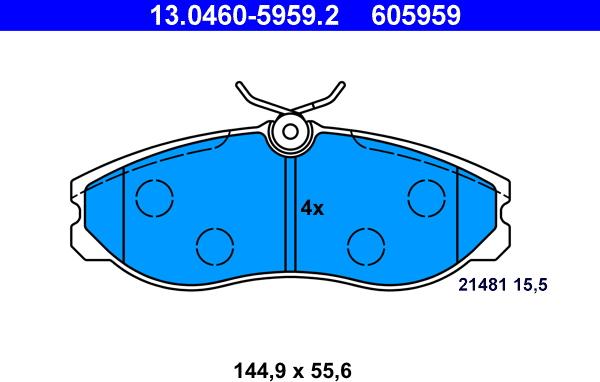 ATE 13.0460-5959.2 - Kit pastiglie freno, Freno a disco www.autoricambit.com