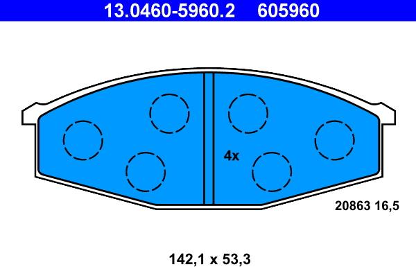 ATE 13.0460-5960.2 - Kit pastiglie freno, Freno a disco www.autoricambit.com