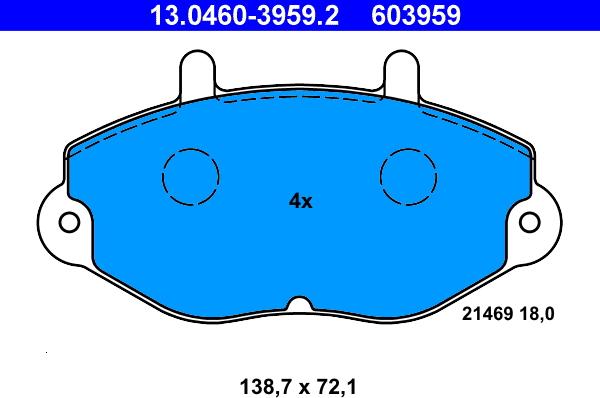 ATE 13.0460-3959.2 - Kit pastiglie freno, Freno a disco www.autoricambit.com