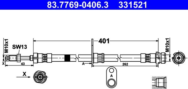 ATE 83.7769-0406.3 - Flessibile del freno www.autoricambit.com