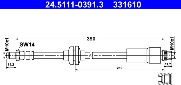 ATE 24.5111-0391.3 - Flessibile del freno www.autoricambit.com