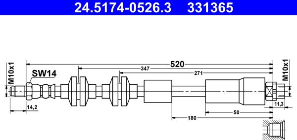 ATE 24.5174-0526.3 - Flessibile del freno www.autoricambit.com