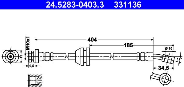 ATE 24.5283-0403.3 - Flessibile del freno www.autoricambit.com