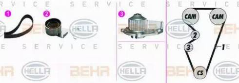 BEHR HELLA Service 8MP 376 815-861 - Pompa acqua + Kit cinghie dentate www.autoricambit.com