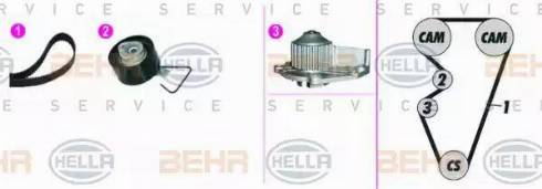 BEHR HELLA Service 8MP 376 816-821 - Pompa acqua + Kit cinghie dentate www.autoricambit.com