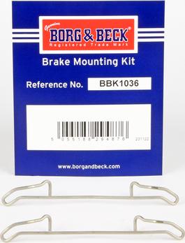 Borg & Beck BBK1036 - Kit accessori, Pastiglia freno www.autoricambit.com