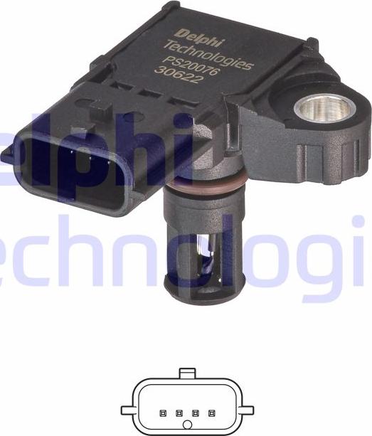 Delphi PS20076-12B1 - Sensore, Pressione collettore d'aspirazione www.autoricambit.com