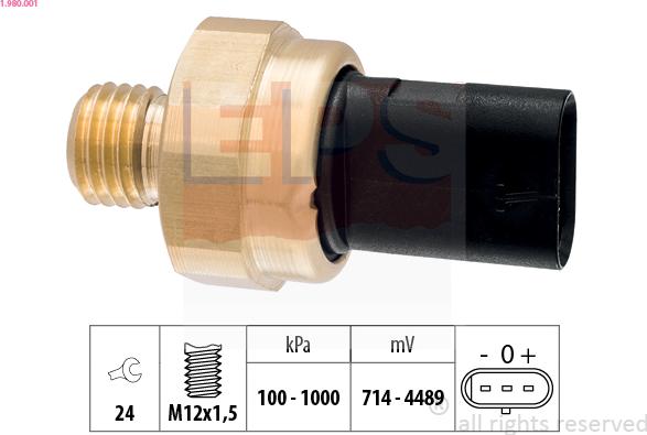 EPS 1.980.001 - Sensore, Pressione olio www.autoricambit.com