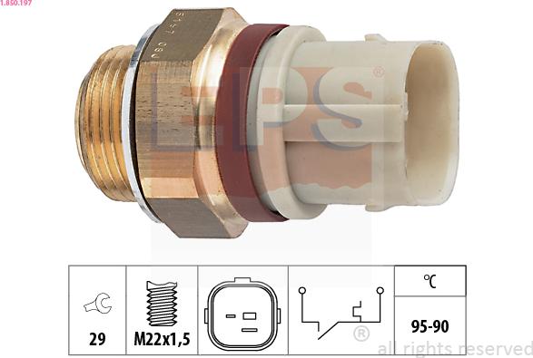 EPS 1.850.197 - Termostato, ventola del radiatore / climatizzatore www.autoricambit.com