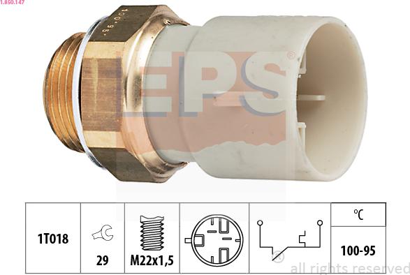 EPS 1.850.147 - Termostato, ventola del radiatore / climatizzatore www.autoricambit.com
