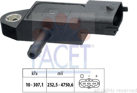 FACET 10.3348 - Sensore, Pressione gas scarico www.autoricambit.com