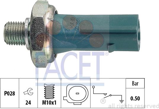 FACET 7.0196 - Sensore, Pressione olio www.autoricambit.com