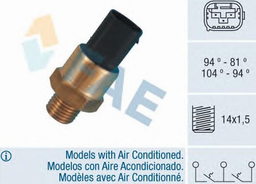 FAE 38380 - Termostato, ventola del radiatore / climatizzatore www.autoricambit.com