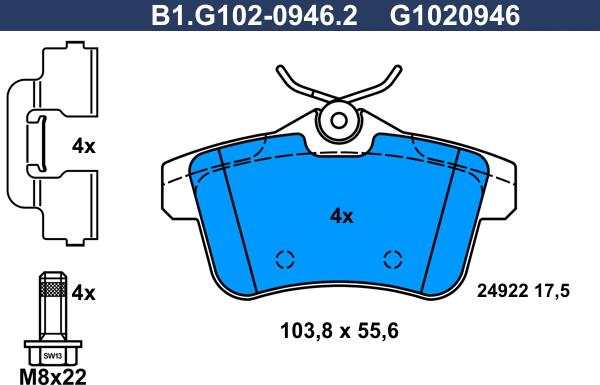 Galfer B1.G102-0946.2 - Kit pastiglie freno, Freno a disco www.autoricambit.com