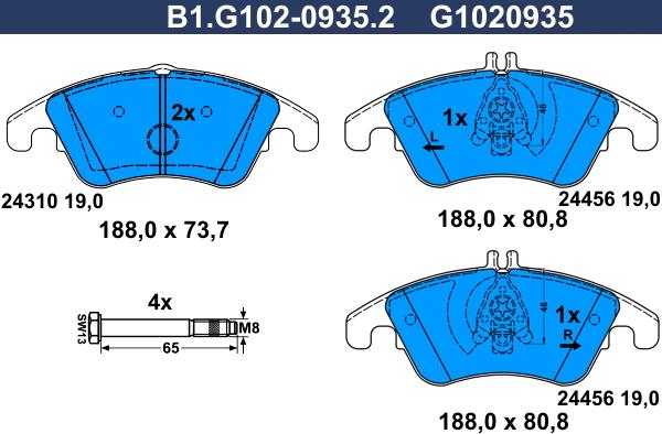 Galfer B1.G102-0935.2 - Kit pastiglie freno, Freno a disco www.autoricambit.com