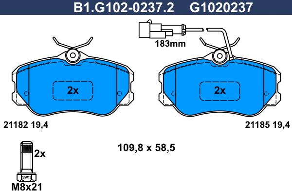 Galfer B1.G102-0237.2 - Kit pastiglie freno, Freno a disco www.autoricambit.com