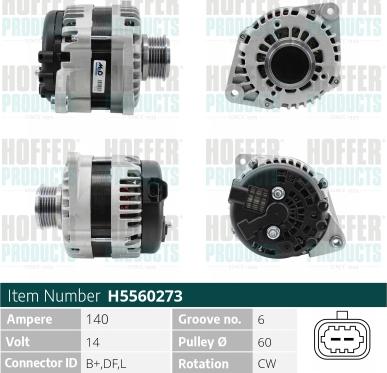 Hoffer H5560273 - Alternatore www.autoricambit.com