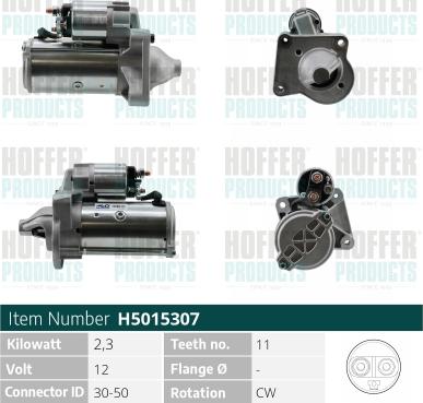 Hoffer H5015307 - Motorino d'avviamento www.autoricambit.com