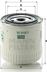 Mann-Filter W 916/1 - Filtro olio www.autoricambit.com