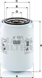 Mann-Filter W 935/1 - Filtro, Sistema idraulico di lavoro www.autoricambit.com