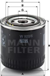 Mann-Filter W 920/6 - Filtro olio www.autoricambit.com