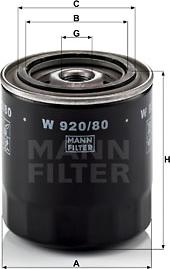 Mann-Filter W 920/80 - Filtro olio www.autoricambit.com