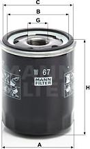 Mann-Filter W 67 - Filtro olio www.autoricambit.com