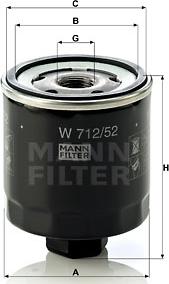 Mann-Filter W 712/52 - Filtro olio www.autoricambit.com