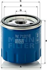 Mann-Filter W 712/16 - Filtro olio www.autoricambit.com