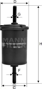 Mann-Filter WK 58/1 - Filtro carburante www.autoricambit.com