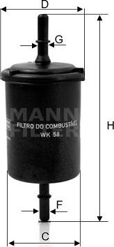 Mann-Filter WK 58 - Filtro carburante www.autoricambit.com