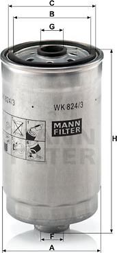 Mann-Filter WK 824/3 - Filtro carburante www.autoricambit.com
