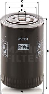 Mann-Filter WP 931 - Filtro olio www.autoricambit.com