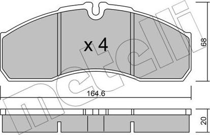 Metelli 22-0578-3 - Kit pastiglie freno, Freno a disco www.autoricambit.com