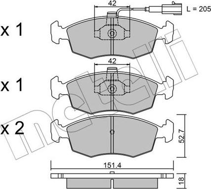 Metelli 22-0274-0 - Kit pastiglie freno, Freno a disco www.autoricambit.com