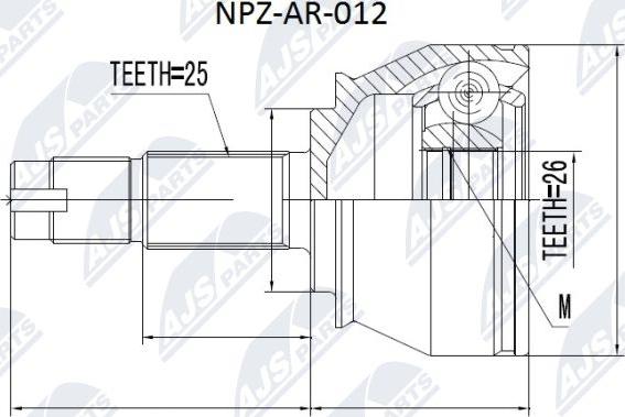 NTY NPZ-AR-012 - Kit giunti, Semiasse www.autoricambit.com