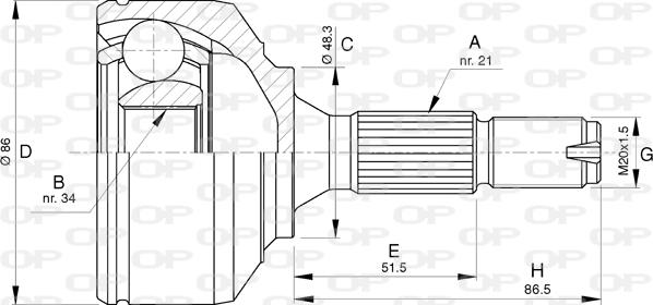 Open Parts CVJ5780.10 - Kit giunti, Semiasse www.autoricambit.com