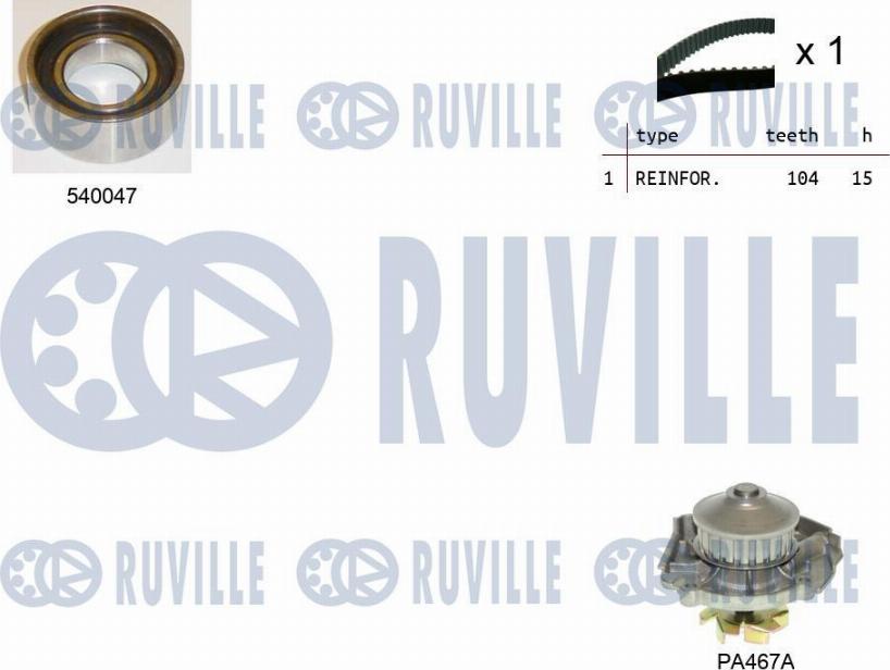 Ruville 5500651 - Pompa acqua + Kit cinghie dentate www.autoricambit.com