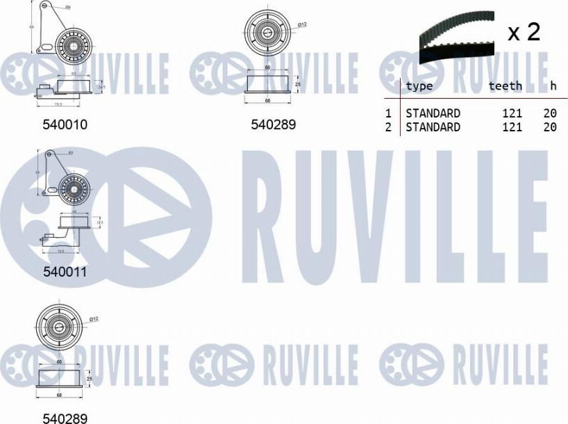 Ruville 550084 - Kit cinghie dentate www.autoricambit.com