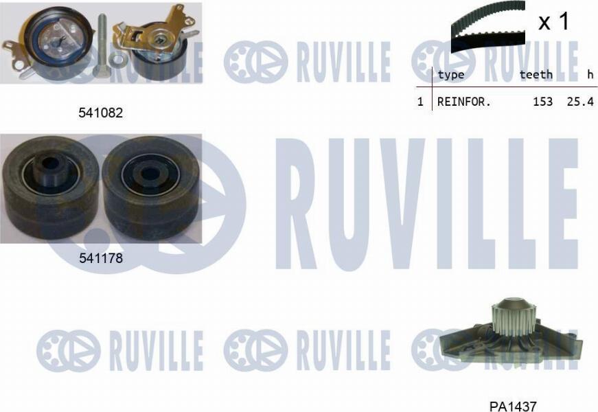Ruville 5501451 - Pompa acqua + Kit cinghie dentate www.autoricambit.com